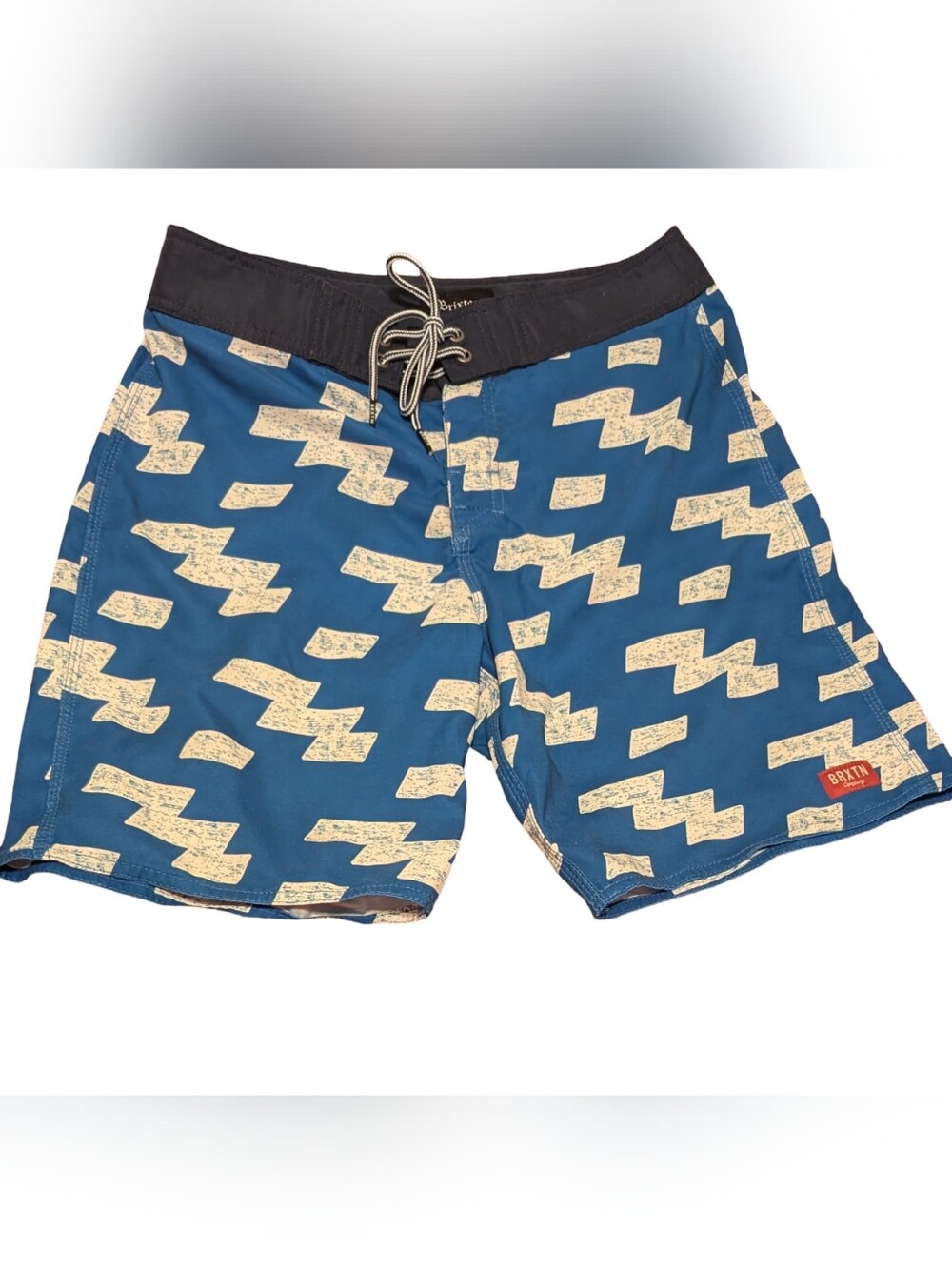 Brixton BRXTN Blue Geometric Board Shorts Surf Swim Trunks Skate Mens‎ 28 Retro